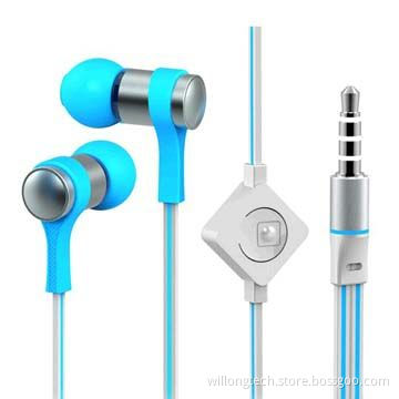 Colorful earphone with mic and volume control for mobile phone